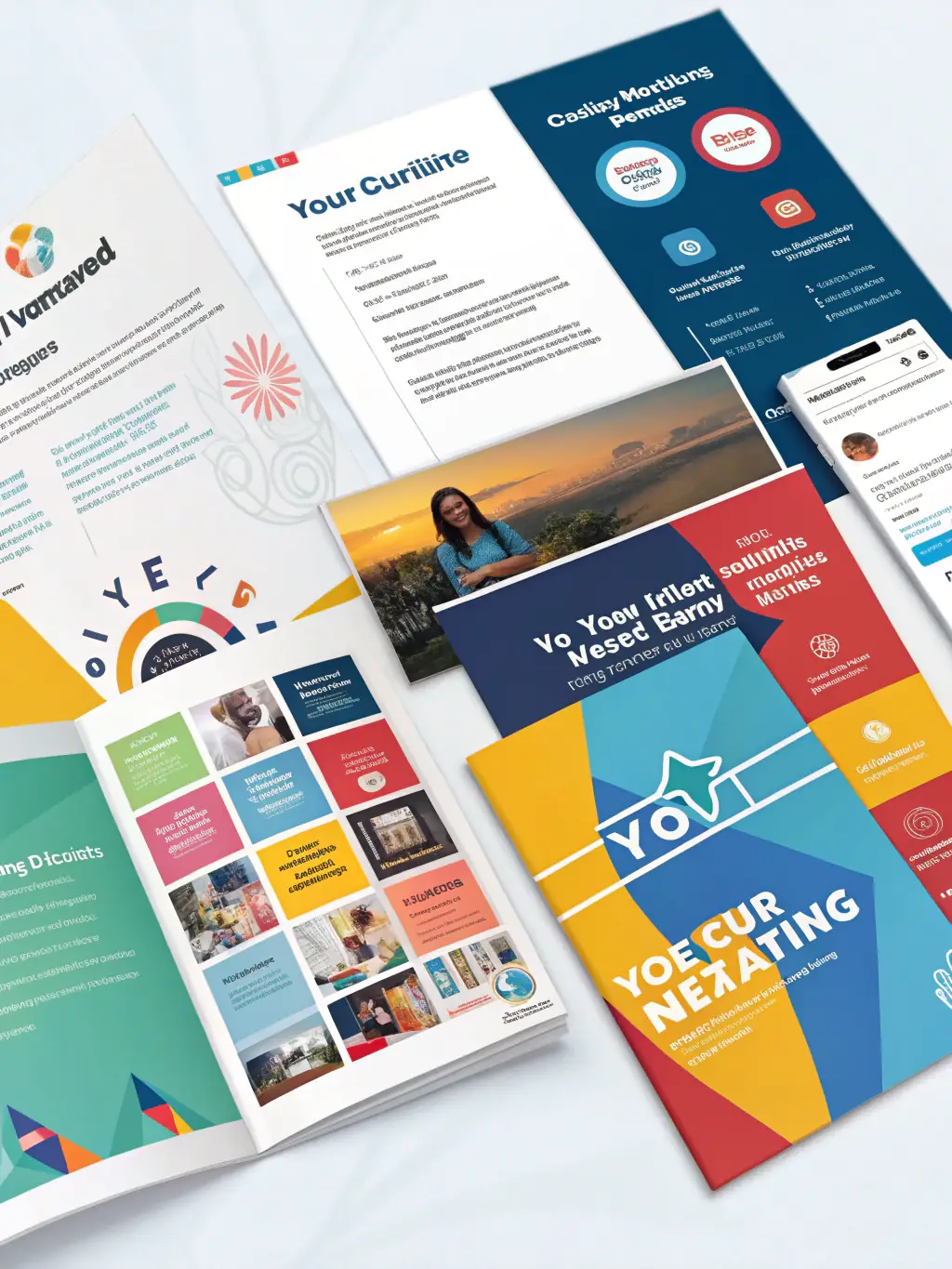 A visually striking image of various marketing materials, such as brochures, business cards, and social media posts, all unified by a consistent brand identity, highlighting the power of cohesive marketing.
